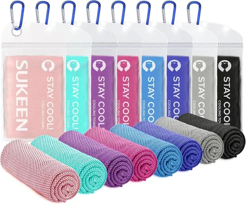 Miniatura 16 de Sukeen Paquete de 10 toallas refrescantes (40 x 12 pulgadas) para sudor, envolturas refrescantes para el cuello, toallas de hielo suaves y Rosa