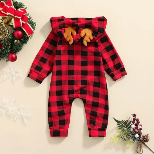 Miniatura 4 de Mameluco de Navidad para bebé, niña, niño, ropa de manga larga con capucha, overol de Navidad para bebé, primer traje de Navidad