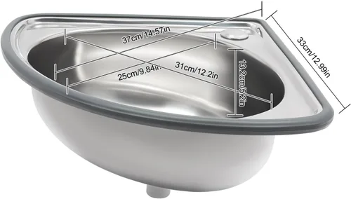 Miniatura 2 de Fregadero de acero inoxidable montado en la pared de un solo cuenco, lavabo triangular grueso para fregadero pequeño para cocina, baño, lavabo