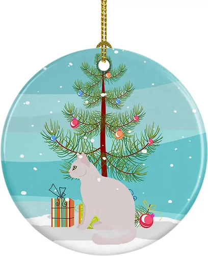 Miniatura 83 de Caroline's Treasures Adorno de cerámica con texto en inglés "Merry Christmas" para colgar en el árbol de Navidad, decoración para el hogar, Navidad