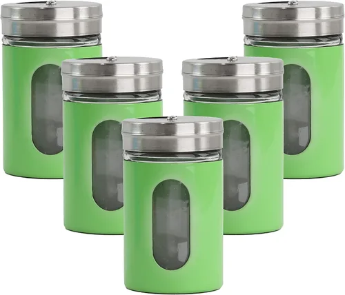 Miniatura 9 de Aqua Salt Pepper Shakers - Tarros de especias retro, juego de 5