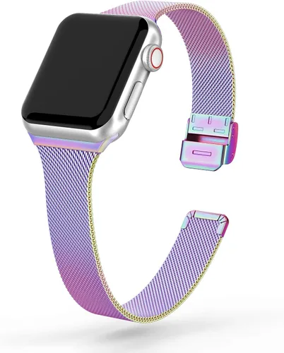 Miniatura 13 de Correa de metal compatible con iWatch 38mm 40mm 42mm 44mm, de acero inoxidable, tejido de metal fino pequeño suave, repuesto para iWatch Series 6 5