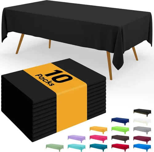 Miniatura 114 de Smiry - Juego de 6 manteles desechables, 54 x 78 pulgadas, manteles impermeables rectangulares para fiestas, cubierta de mesa de plástico