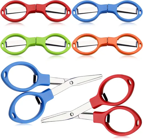 Miniatura 8 de Tatuo Tijeras de acero inoxidable plegables, mini tijeras, antióxido, portátil, llavero, tijera, tijeras pequeñas en forma de tijeras compactas
