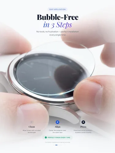 Miniatura 6 de iDaPro Paquete de 4 protectores de pantalla para Samsung Galaxy Watch 8/7/6/5/4 (1.732 pulgadas), 4 unidades, kit de protección de vidrio templado
