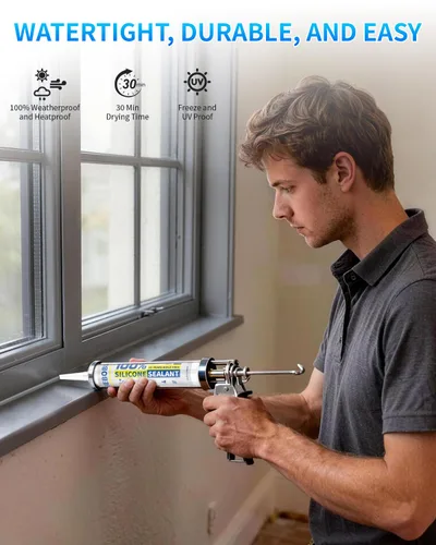 Miniatura 4 de Calafateo y sellador de silicona gris, sellador de silicona 100% impermeable, a prueba de contracción y grietas, calafateo de silicona para cocina