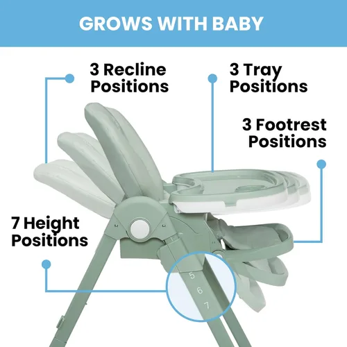 Miniatura 6 de Little Folks by Delta Children - Silla alta SlimFold 2 en 1 para bebés y niños pequeños, color verde salvia