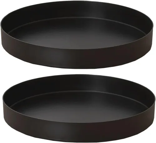 Miniatura 8 de Bandeja redonda de metal negro para velas, bandeja de servir decorativa para decoraciones modernas de hogar de granja (11.8")