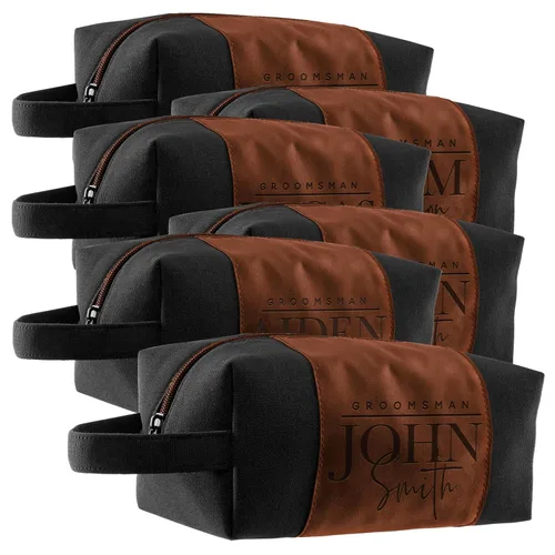 Miniatura 29 de Regalos personalizados para padrinos de boda, bolsas de aseo personalizadas para hombres, regalos de padrino de boda, Beige, Diseño #1, Juego de 3