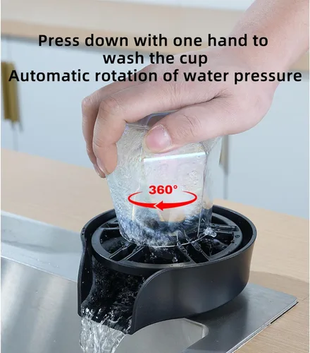 Miniatura 6 de Enjuagadora automática de vidrio para fregadero de cocina, lavadora de vasos de acero inoxidable con rosca G1/2, rociador montado en fregadero