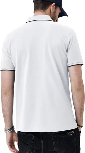 Miniatura 4 de Aiyino Polo de manga corta para hombre, estilo casual, ajustado, cuello en V, diseño básico, de algodón