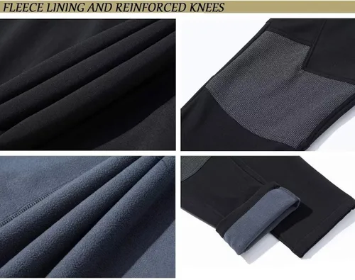 Miniatura 6 de TACVASEN pantalones de senderismo para hombre, con forro polar, reforzados en las rodillas, ligeros, para esquí y snowboard, sin cinturón