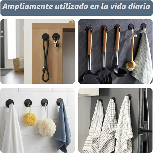 Miniatura 4 de Rise age Ganchos adhesivos resistentes al agua en ganchos de ducha para colgar lufa, toallas, ropa, batas para baño, ganchos de pared adhesivos Negro