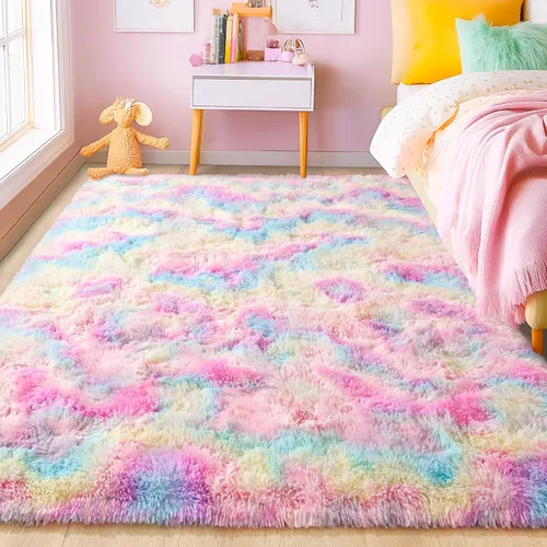 Miniatura 46 de Foxmas - Alfombra para centro de habitación, esponjosa y ultrasuave, para dormitorio, habitación de los niños, habitación del bebé, afelpada, Azul
