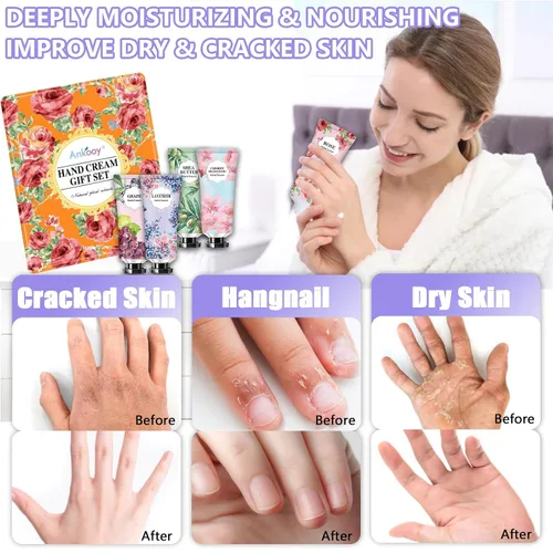 Miniatura 5 de Paquete de 10 Set de Regalos de Crema de Manos, Rellenos de Media para Chicas Adolescentes, Adultos, Regalos de Navidad para Mujeres, Regalos