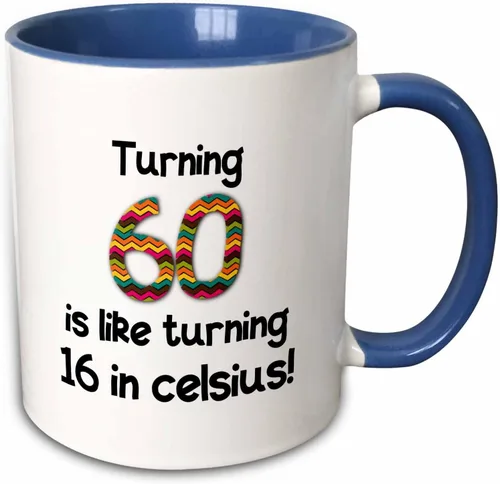 Miniatura 10 de 3dRose 60 Is Like Turning 16 In Celsius-Humorous 60 Birthday Gift - Taza de dos tonos, 11 onzas, color negro
