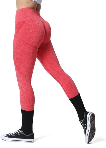 Aoxjox Leggings de entrenamiento sin costuras para mujer, con contorno de sonrisa, cintura alta, pantalones de yoga para gimnasio
