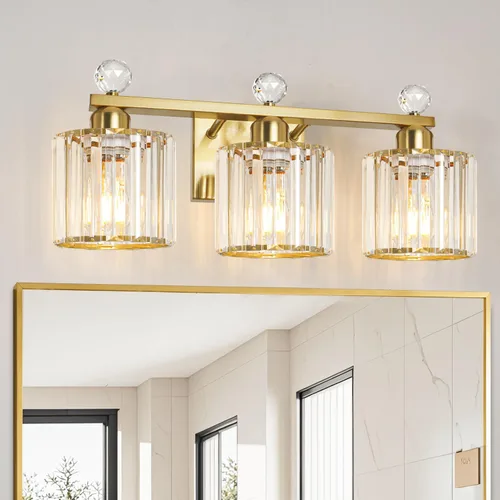 Miniatura 17 de Lxybcce Moderna lámpara de tocador de baño de cristal, 14 pulgadas, 2 luces, accesorios de luz negra sobre el espejo, fácil instalación e
