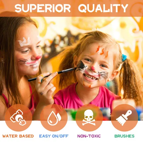 Miniatura 4 de Kit de pintura facial – 15 colores vibrantes de maquillaje a base de agua No tóxico, lavable e hipoalergénico para niños y adultos Halloween