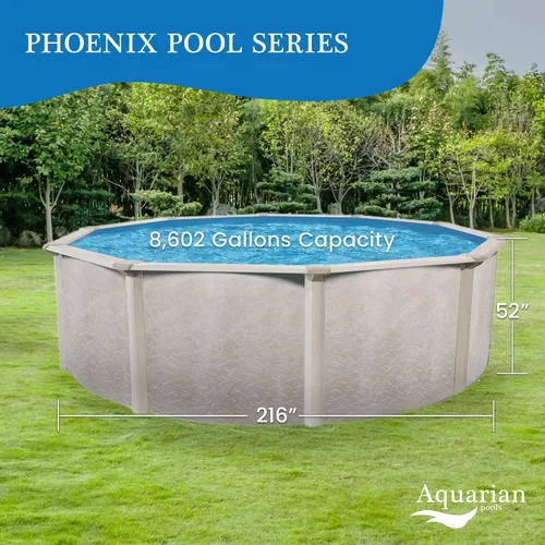 Miniatura 9 de Aquarian - Piscina para exteriores con marco de acero por encima del nivel del suelo, redonda, 24 x 52 pulgadas, veneciana Veneciano
