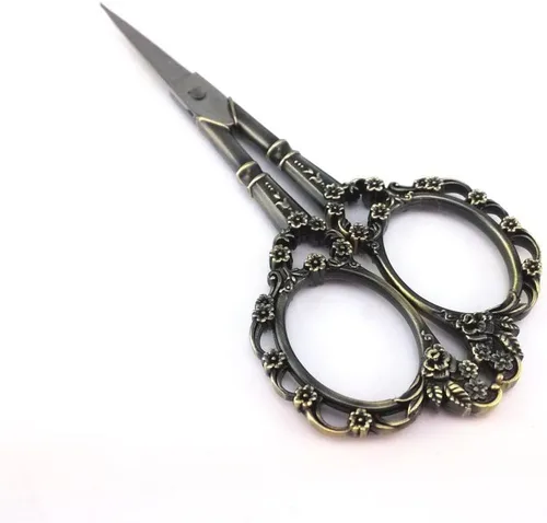 Yueton Tijeras de bordado de costura de flor de ciruelo estilo europeo vintage (bronce)