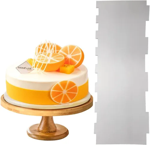 Miniatura 7 de Raspador de acero inoxidable de 8.6 pulgadas para tartas, raspador de metal para nivelador más suave para tartas, peine para decoración de pasteles