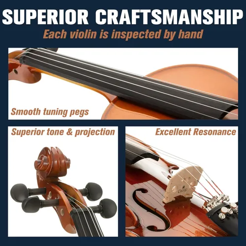Miniatura 3 de Cecilio Violín para zurdos de tamaño completo 4/4, tapa de abeto sólido y cuerpo de arce, juego de violín profesional incluye estuche rígido, 2