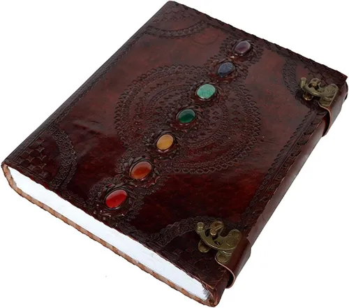 Miniatura 4 de Diario de cuero, libro de siete chakras, piedra medieval, hecho a mano, libro de sombras, cuaderno de oficina, libro de poesía, libro de bocetos
