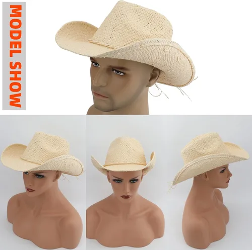 Miniatura 6 de Sombrero de vaquero occidental de vaquera para mujeres y hombres, de paja de sol para adultos