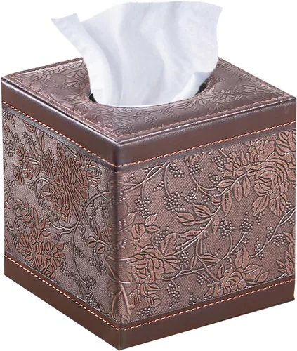 Funda de caja de pañuelos de cuero cuadrado, actualización 99% compatible de gran tamaño, soporte de caja de pañuelos cúbico para papel facial de