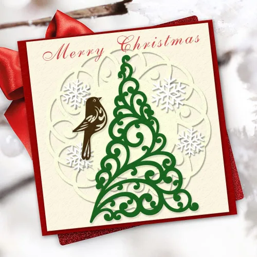 Miniatura 3 de Troqueles de metal para árbol de Navidad, para hacer tarjetas, árbol de Navidad, pájaros, fondo, troqueles para decoración de bricolaje, papel