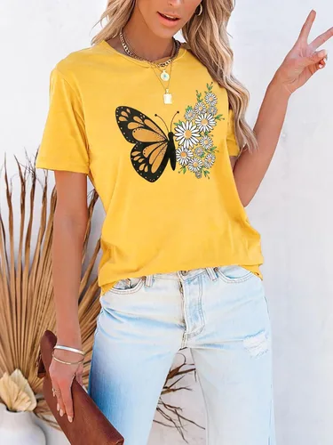 Miniatura 3 de Chulianyouhuo - Camiseta de manga corta con estampado de girasol para mujer, camiseta casual con bonita flor para adolescentes y niñas
