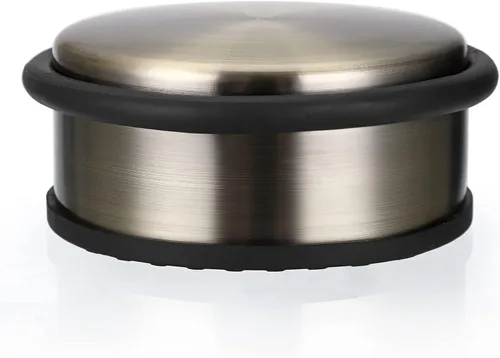 Sumnacon - Tope de puerta resistente para piso, sin necesidad de taladro, de acero inoxidable duradero, con tapón de goma antideslizante - Tope de