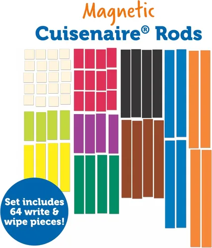 Miniatura 5 de Learning Resources Varillas magnéticas Cuisenaire, conceptos de partida temprana, suministros escolares, multicolor, 64 piezas