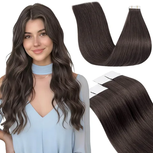 Miniatura 21 de LaaVoo - Extensiones de cabello humano Remy adhesivas con cinta invisible, cabello negro natural, extensiones de cabello para mujeres de color, 20