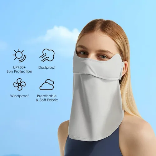 Miniatura 3 de Funda de bufanda facial para cuello protección solar pasamontañas de tela con cintas para las orejas