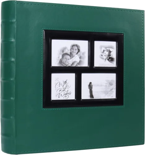 Miniatura 64 de Álbum de Fotos 4x6 para 300 Fotos Cubierta de Cuero PU Página Interior Negra para Álbumes de Boda Libro de Fotos Familiar Bebé Aniversario Bolsillo