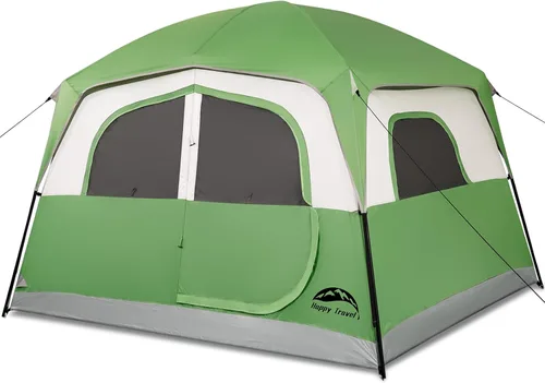 Miniatura 12 de Happy Travel Tent 6 Person Tents for Camping, Waterproof Easy Setup Camping Tent with Rainfly, Portable Large Family Cabin Tent with 5 Large Mesh