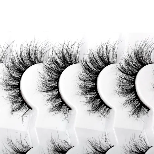 Miniatura 704 de Pooplunch - Pestañas postizas finas de visón sintético, estilo ojo de gato, naturales, cruzadas, tipo racimo, efecto 8D de volumen, tiras