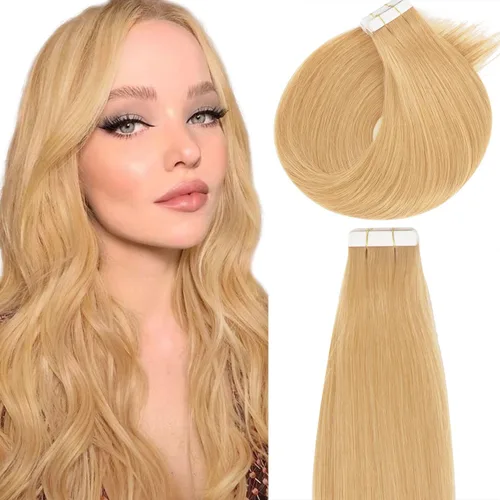 Miniatura 33 de Lacer Extensiones de cabello humano Remy con cinta, 20 piezas, 1.76 oz, extensiones de cabello humano con cinta color marrón chocolate a rubio