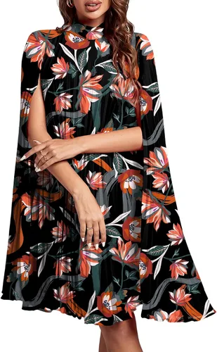 Miniatura 19 de Rooscier Vestido midi de fiesta plisado con cuello alto falso y espalda abierta para mujer