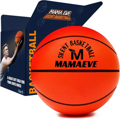 Silent Basketball Size 7-Size 5-Size 3, New Upgraded Grooved Airless Indoor Basketball, Real Feel & Bounce Like Official Ball, Quiet Dribbling