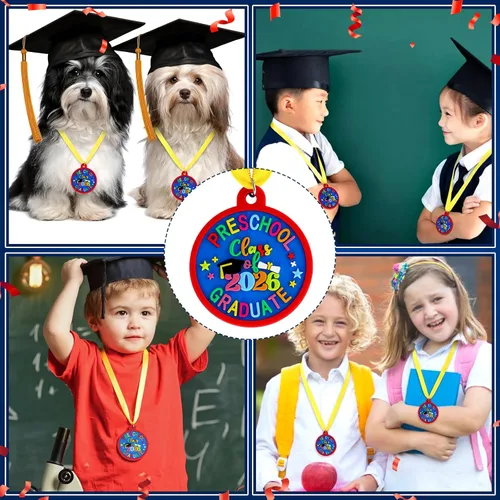 Miniatura 6 de Sratte Medalla de graduación preescolar de jardín de infantes para niños, medallas de premio de graduación con cinta amarilla para el cuello