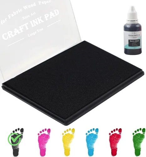 Miniatura 11 de Almohadilla grande de tinta de 5"x4" lavable, almohadilla de tinta para sellos para huella de mano y huella de bebé con recarga premium de tinta