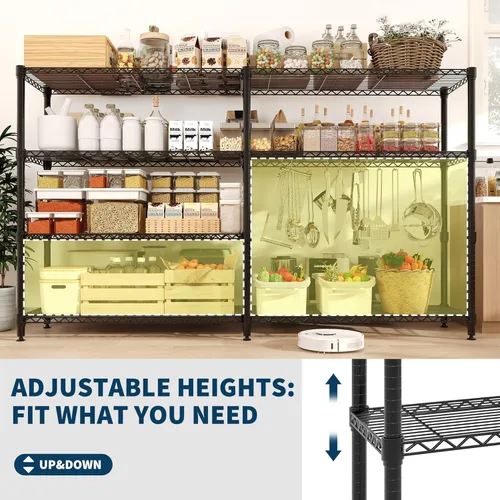 Miniatura 7 de GarveeLife 4 Tier Storage Shelving Unit, 70.8" W Metal Shelves, 59" H L-Shaped Wire Shelving, Heavy Duty Pantry Shelves for Home, Kitchen, Garage