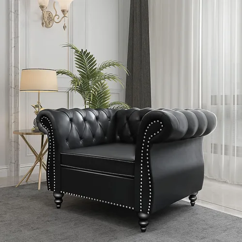 Miniatura 42 de QHITTY Sofá de Acento, Sofá Biplaza Chesterfield Moderno de Terciopelo, Sofá Tapizado con Respaldo Capitoné para Muebles de Sala de Estar (Gris)