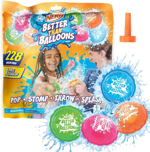NERF Juguetes de agua Better Than Balloons, 228 cápsulas, fácil de limpiar 1 pieza, muchas formas de jugar, diversión acuática en el patio trasero,