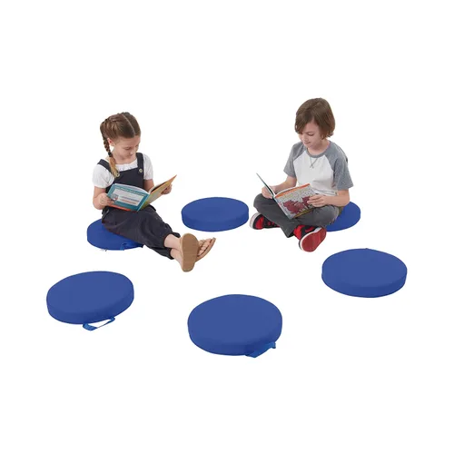Miniatura 12 de ECR4Kids SoftZone - Cojines de suelo, redondos, asientos flexibles, color azul, 6 piezas
