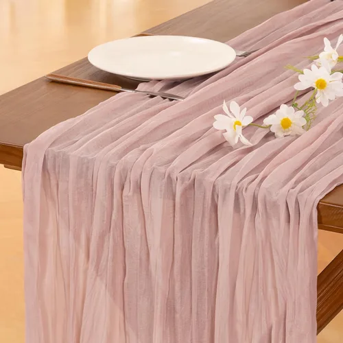 Miniatura 57 de Socomi - 10 caminos de mesa de gasa, estilo bohemio y rústico, para primavera, Pascua, bodas, fiestas, baby showers, cumpleaños y decoración, 120