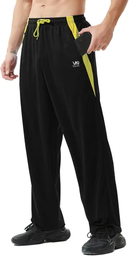 Pantalones deportivos para hombre con bolsillos con cremallera, parte inferior abierta, pantalones deportivos ligeros, para entrenamiento, correr,